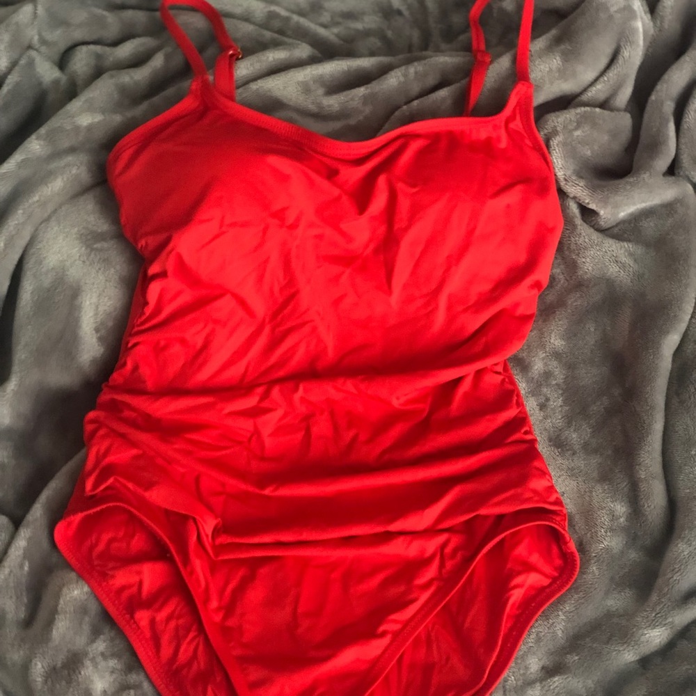 Waist Slimming Red One Piece Swimsuit